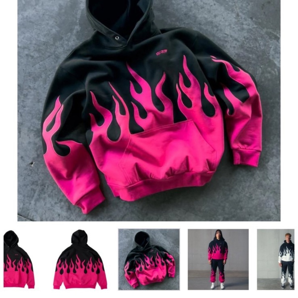 Kill Crew Black and Pink Flame Hoodie